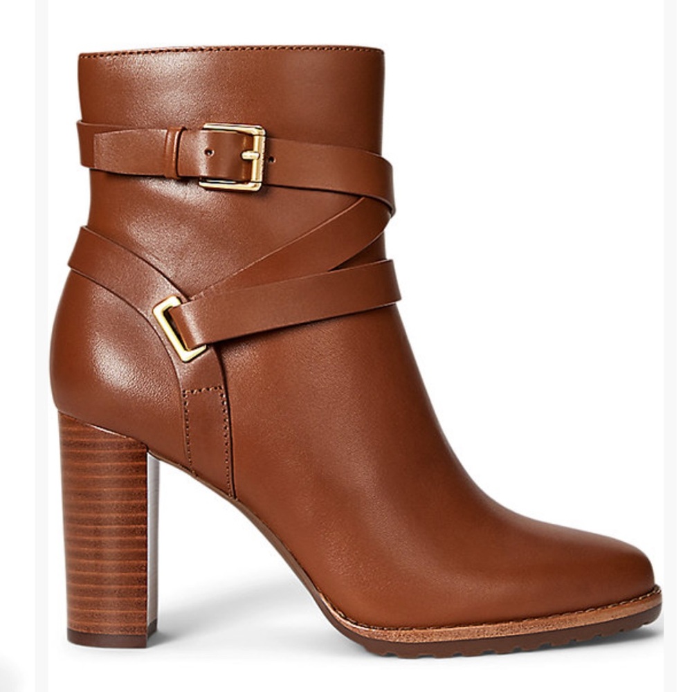 Ralph Lauren Tan Leather Ankle Booties